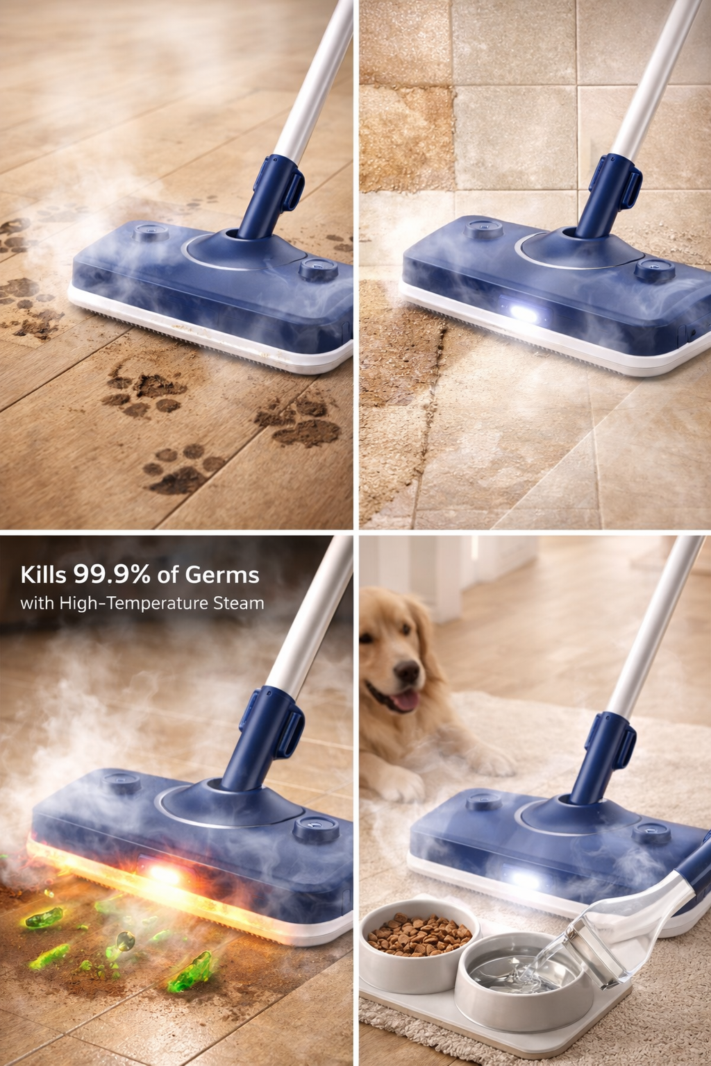 PureSteam™ High-Temperature Steam Mop – Deep Chemical-Free Sanitizing for Spotless, Germ-Free Floors